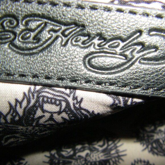 Ed Hardy Tiger Rhinestone Satchel Crossbody Bag Black NWT - Picture 15 of 16